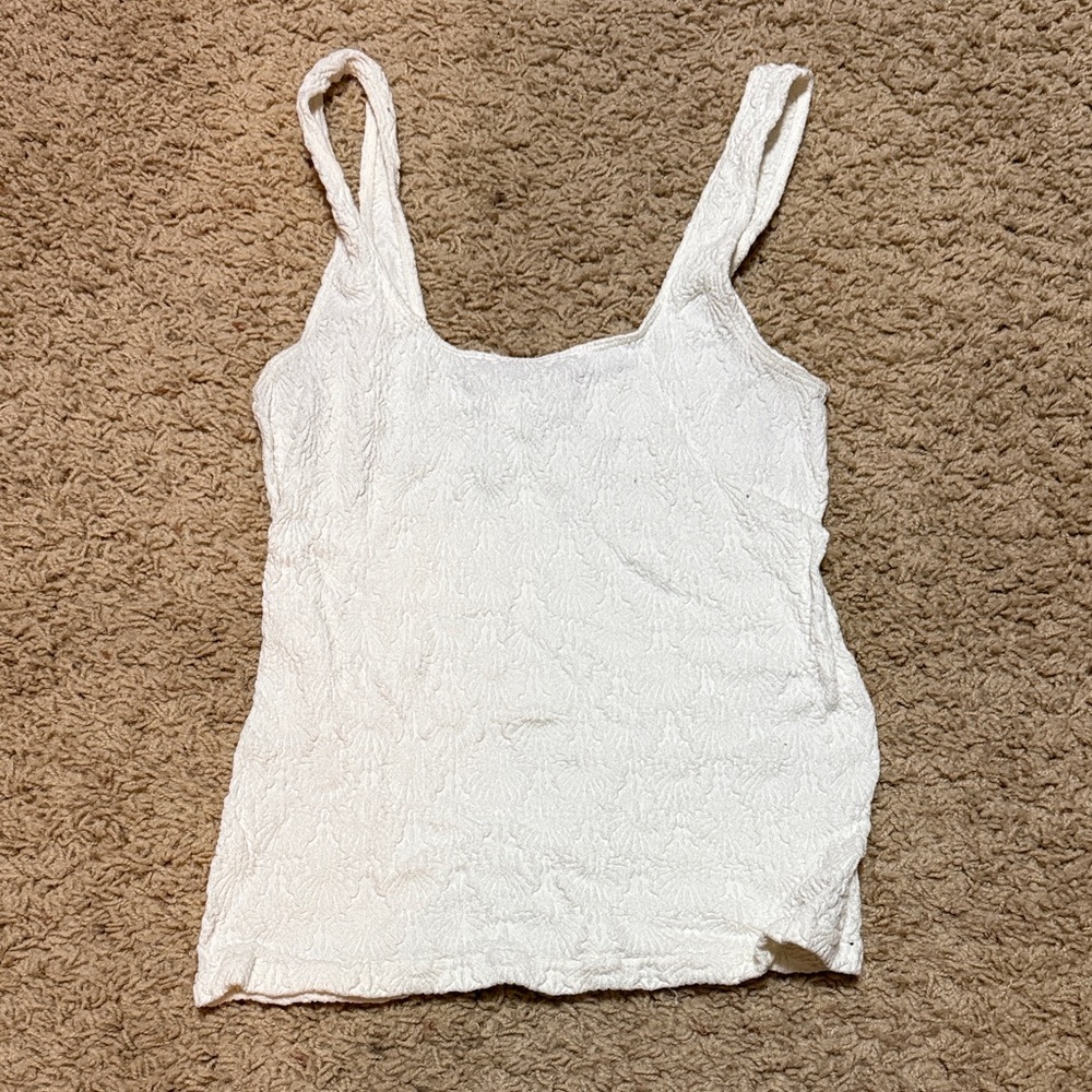 Bozzolo White Textured Tank Top - Women's Sleeveless Camisole M/L